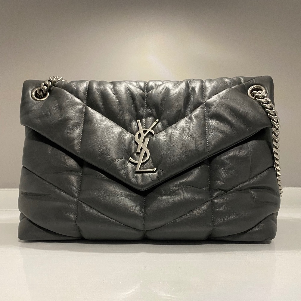 YSL Medium LouLou Puffer Crepe - Storm